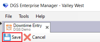 Save Downtime Entry