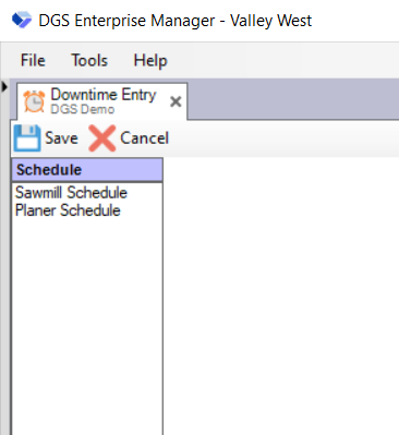 Select Downtime Schedules