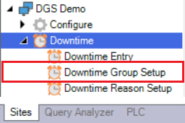 Selecting Downtime Group from Tree