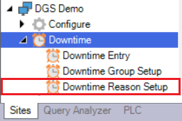 Selecting Downtime Reasons from Tree