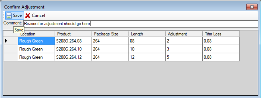 Confirmation of Adjustment in Inventroy