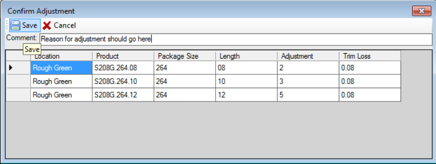 Sawmill Tab Confirmation